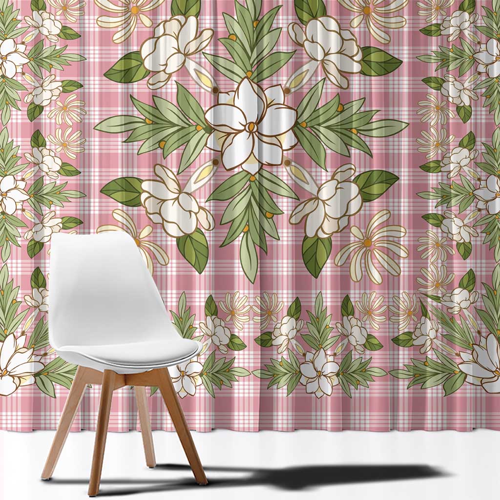 Squares Maile Leaf Window Curtain Pink Palaka Hawaiian Quilt Pattern LT9 - Polynesian Pride