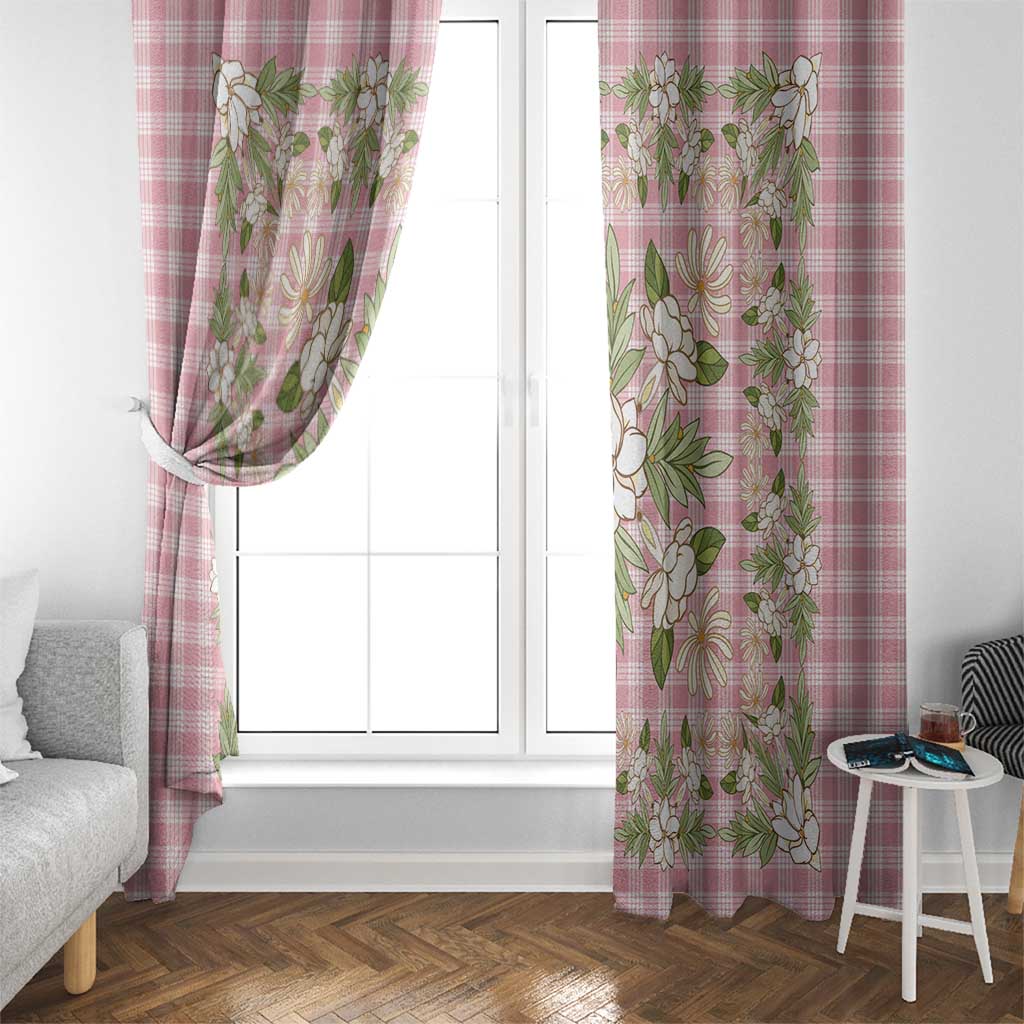 Squares Maile Leaf Window Curtain Pink Palaka Hawaiian Quilt Pattern LT9 - Polynesian Pride
