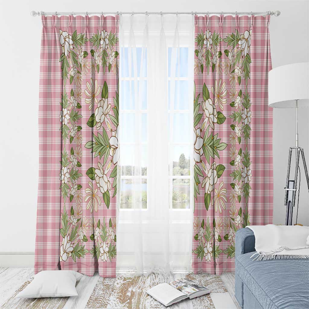 Squares Maile Leaf Window Curtain Pink Palaka Hawaiian Quilt Pattern LT9 - Polynesian Pride