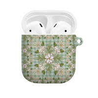 Squares Maile Leaf AirPods Case Turquoise Palaka Hawaiian Quilt Pattern LT9 Turquoise - Polynesian Pride