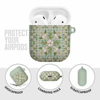 Squares Maile Leaf AirPods Case Turquoise Palaka Hawaiian Quilt Pattern LT9 - Polynesian Pride