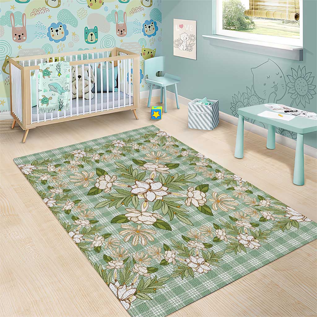 Squares Maile Leaf Area Rug Turquoise Palaka Hawaiian Quilt Pattern LT9 - Polynesian Pride