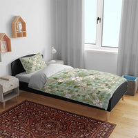 Squares Maile Leaf Bedding Set Turquoise Palaka Hawaiian Quilt Pattern LT9 - Polynesian Pride
