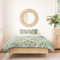 Squares Maile Leaf Bedding Set Turquoise Palaka Hawaiian Quilt Pattern LT9 - Polynesian Pride