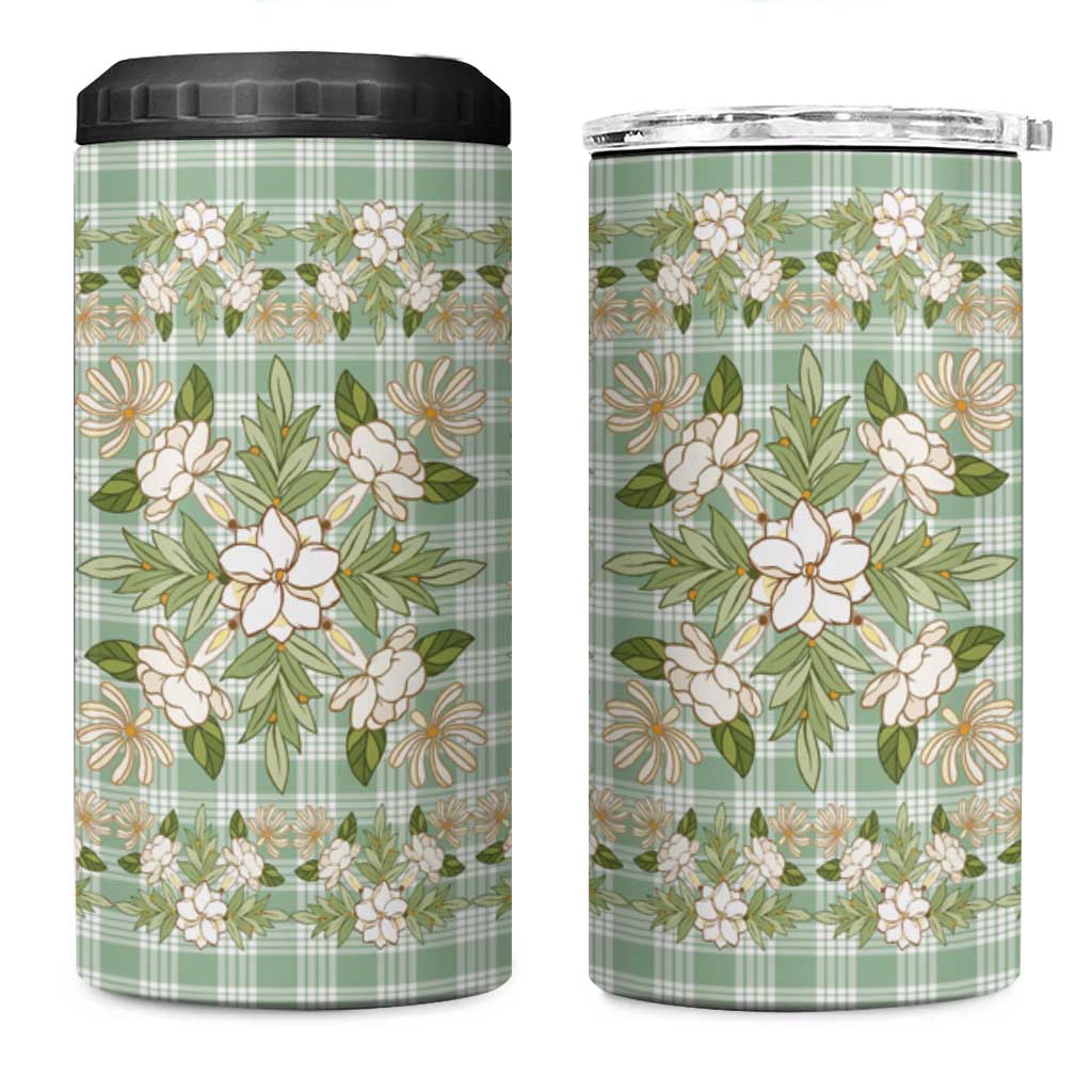 Squares Maile Leaf 4 in 1 Can Cooler Tumbler Turquoise Palaka Hawaiian Quilt Pattern LT9 One Size: 16 oz Turquoise - Polynesian Pride