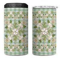 Squares Maile Leaf 4 in 1 Can Cooler Tumbler Turquoise Palaka Hawaiian Quilt Pattern LT9 One Size: 16 oz Turquoise - Polynesian Pride