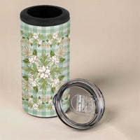 Squares Maile Leaf 4 in 1 Can Cooler Tumbler Turquoise Palaka Hawaiian Quilt Pattern LT9 - Polynesian Pride