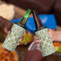 Squares Maile Leaf 4 in 1 Can Cooler Tumbler Turquoise Palaka Hawaiian Quilt Pattern LT9 - Polynesian Pride