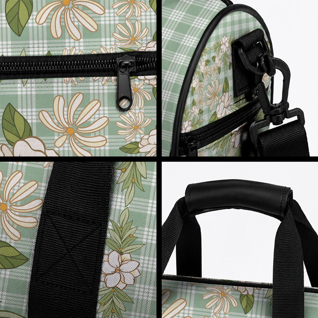 Squares Maile Leaf Duffle Bag Turquoise Palaka Hawaiian Quilt Pattern LT9 - Polynesian Pride