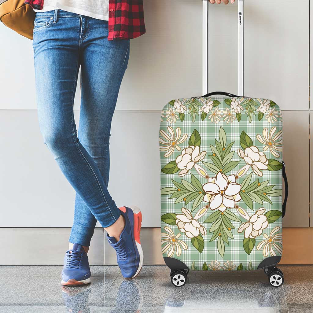 Squares Maile Leaf Luggage Cover Turquoise Palaka Hawaiian Quilt Pattern LT9 - Polynesian Pride