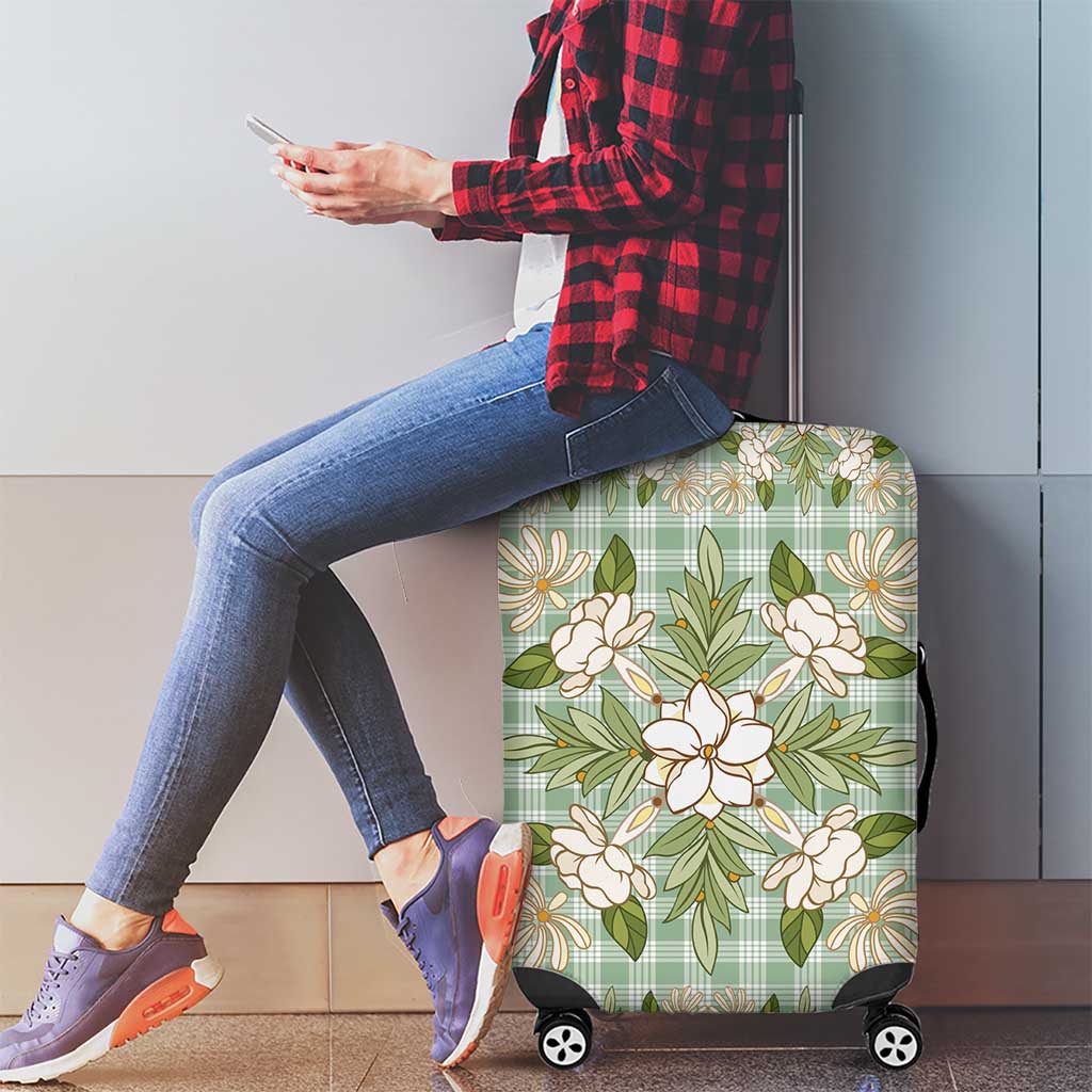 Squares Maile Leaf Luggage Cover Turquoise Palaka Hawaiian Quilt Pattern LT9 - Polynesian Pride