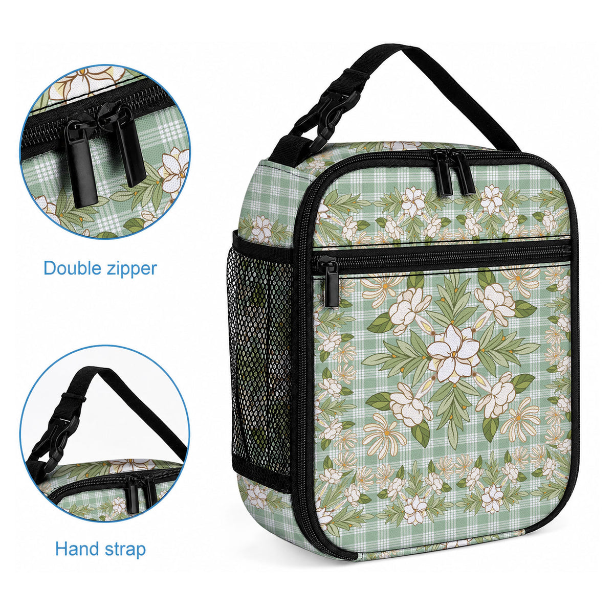 Squares Maile Leaf Lunch Bag Turquoise Palaka Hawaiian Quilt Pattern LT9 - Polynesian Pride