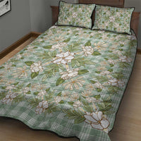 Squares Maile Leaf Quilt Bed Set Turquoise Palaka Hawaiian Quilt Pattern LT9 - Polynesian Pride