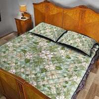 Squares Maile Leaf Quilt Bed Set Turquoise Palaka Hawaiian Quilt Pattern LT9 - Polynesian Pride