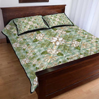 Squares Maile Leaf Quilt Bed Set Turquoise Palaka Hawaiian Quilt Pattern LT9 - Polynesian Pride