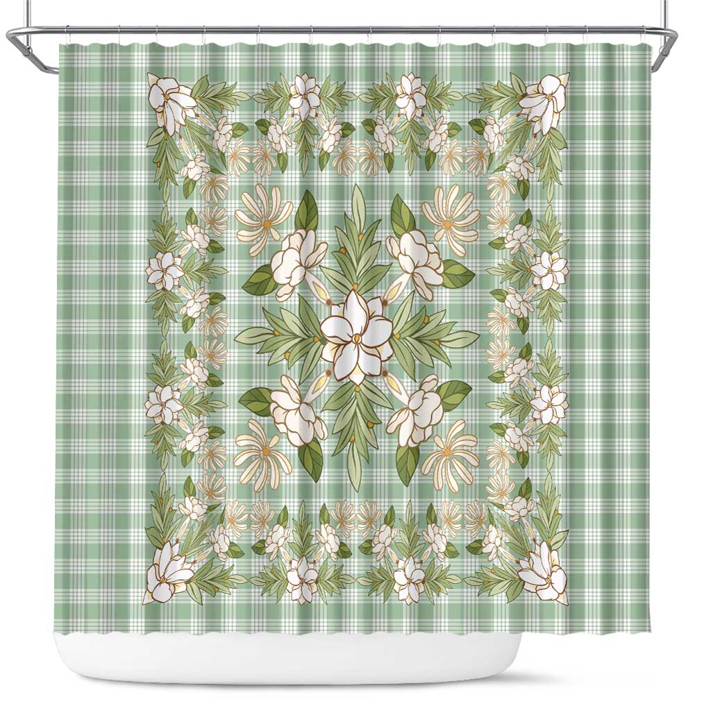 Squares Maile Leaf Shower Curtain Turquoise Palaka Hawaiian Quilt Pattern LT9 Turquoise - Polynesian Pride