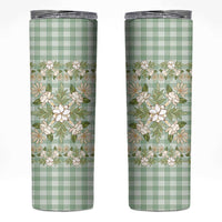 Squares Maile Leaf Skinny Tumbler Turquoise Palaka Hawaiian Quilt Pattern LT9 Turquoise - Polynesian Pride