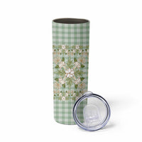 Squares Maile Leaf Skinny Tumbler Turquoise Palaka Hawaiian Quilt Pattern LT9 - Polynesian Pride