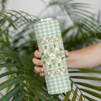Squares Maile Leaf Skinny Tumbler Turquoise Palaka Hawaiian Quilt Pattern LT9 - Polynesian Pride