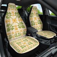 Squares Puakenikeni and Kalo Car Seat Cover Beige Palaka Hawaiian Quilt Pattern LT9 One Size Beige - Polynesian Pride