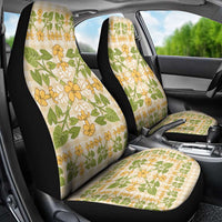 Squares Puakenikeni and Kalo Car Seat Cover Beige Palaka Hawaiian Quilt Pattern LT9 - Polynesian Pride