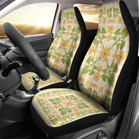 Squares Puakenikeni and Kalo Car Seat Cover Beige Palaka Hawaiian Quilt Pattern LT9 - Polynesian Pride