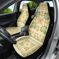 Squares Puakenikeni and Kalo Car Seat Cover Beige Palaka Hawaiian Quilt Pattern LT9 - Polynesian Pride