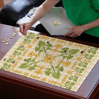 Squares Puakenikeni and Kalo Puzzle Beige Palaka Hawaiian Quilt Pattern LT9 - Polynesian Pride