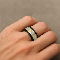 Squares Puakenikeni and Kalo Spinner Ring Beige Palaka Hawaiian Quilt Pattern LT9 - Polynesian Pride