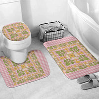 Squares Puakenikeni and Kalo Bathroom Set Pink Palaka Hawaiian Quilt Pattern LT9 Mat Set Only (3 pcs) One Size Pink - Polynesian Pride