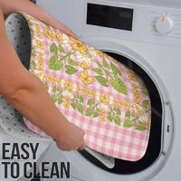 Squares Puakenikeni and Kalo Bathroom Set Pink Palaka Hawaiian Quilt Pattern LT9 - Polynesian Pride