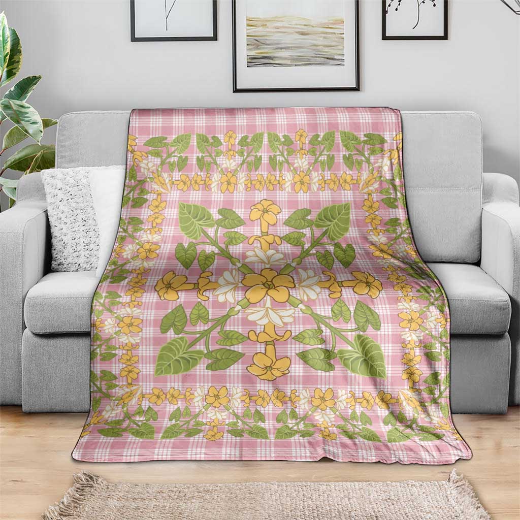 Squares Puakenikeni and Kalo Blanket Pink Palaka Hawaiian Quilt Pattern LT9 - Polynesian Pride