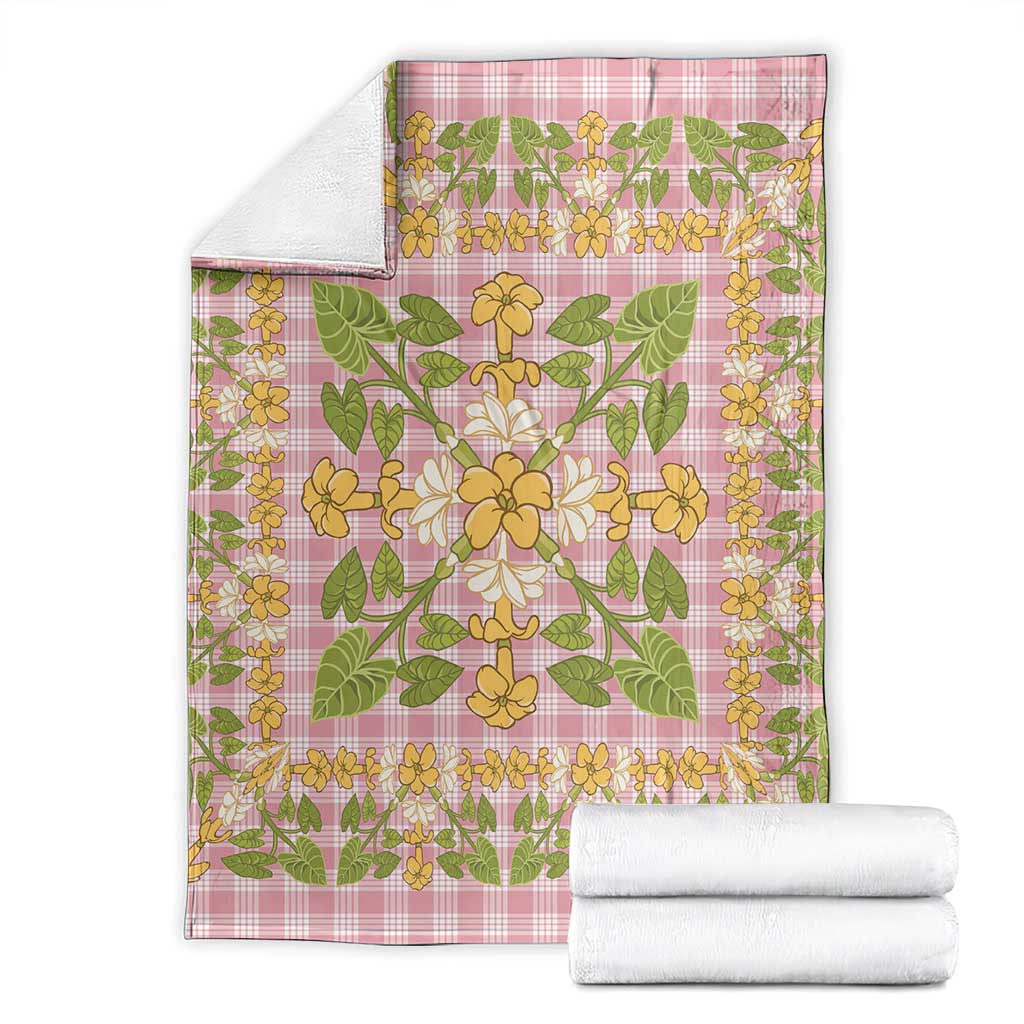 Squares Puakenikeni and Kalo Blanket Pink Palaka Hawaiian Quilt Pattern LT9 - Polynesian Pride