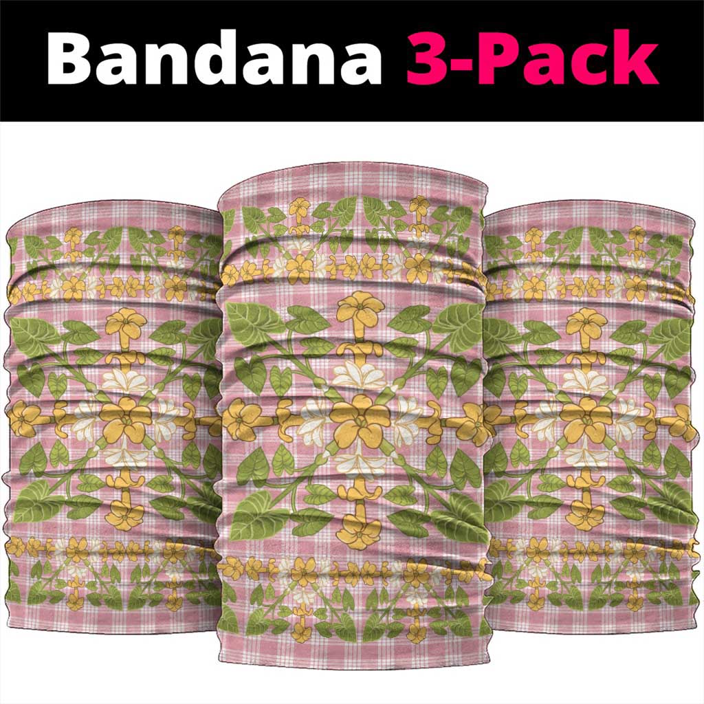Squares Puakenikeni and Kalo Neck Gaiter Pink Palaka Hawaiian Quilt Pattern LT9 package One Size: 25*50cm Pink - Polynesian Pride