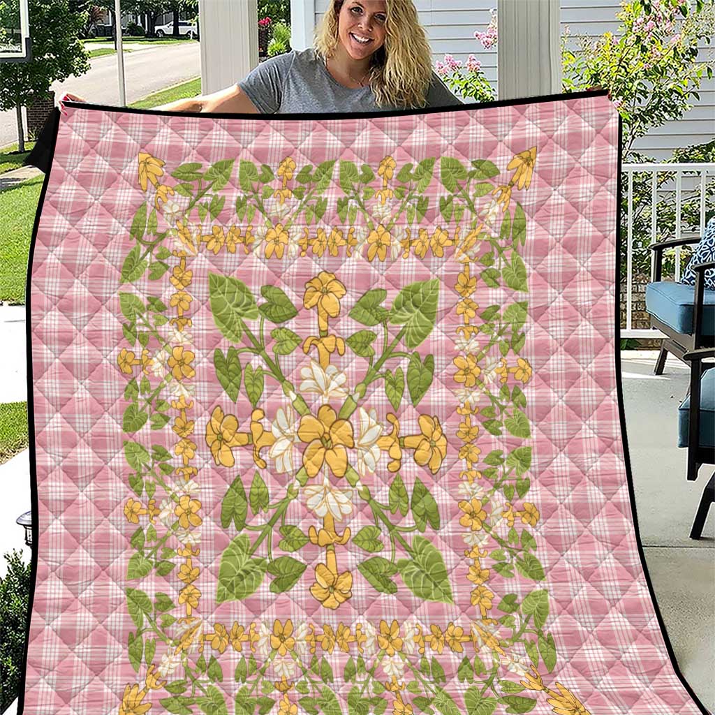 Squares Puakenikeni and Kalo Quilt Pink Palaka Hawaiian Quilt Pattern LT9 Pink - Polynesian Pride