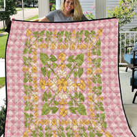 Squares Puakenikeni and Kalo Quilt Pink Palaka Hawaiian Quilt Pattern LT9 Pink - Polynesian Pride