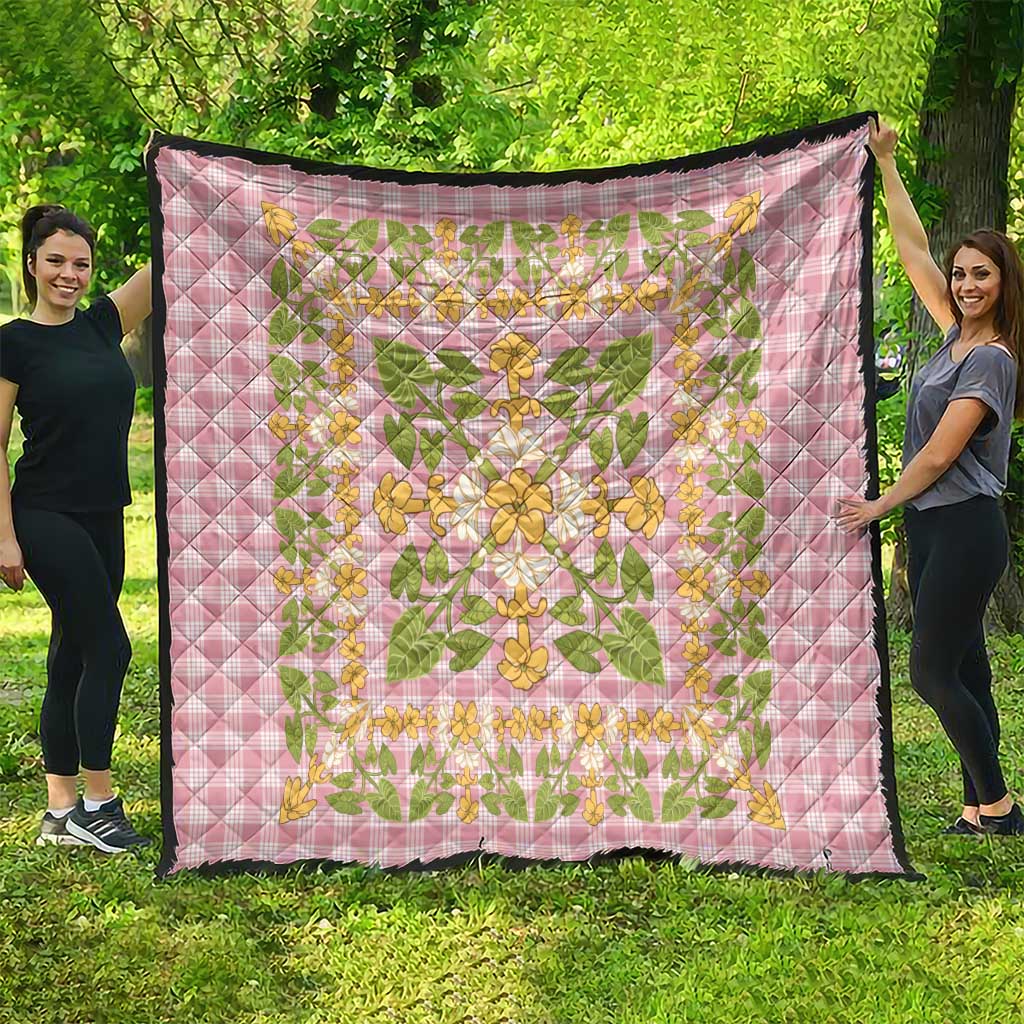 Squares Puakenikeni and Kalo Quilt Pink Palaka Hawaiian Quilt Pattern LT9 - Polynesian Pride