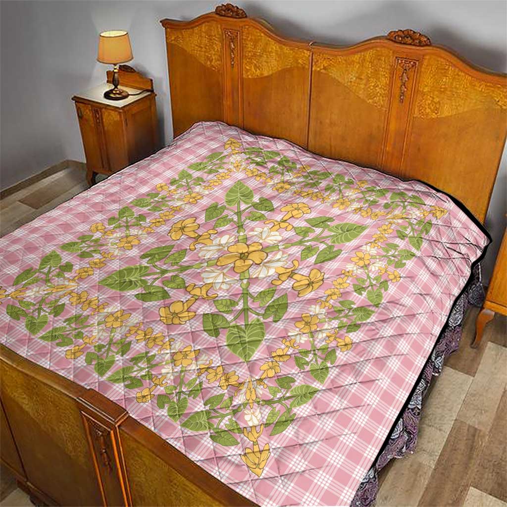Squares Puakenikeni and Kalo Quilt Pink Palaka Hawaiian Quilt Pattern LT9 - Polynesian Pride