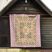 Squares Puakenikeni and Kalo Quilt Pink Palaka Hawaiian Quilt Pattern LT9 - Polynesian Pride
