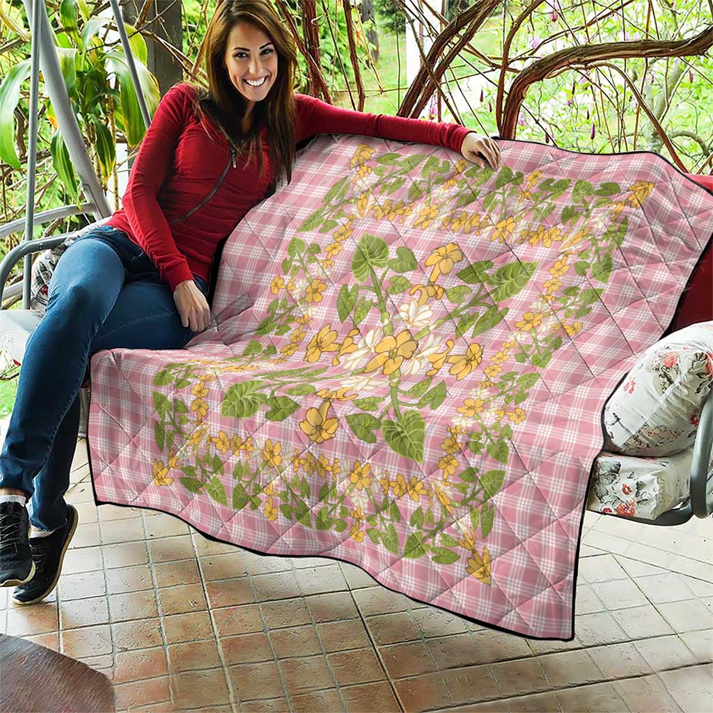 Squares Puakenikeni and Kalo Quilt Pink Palaka Hawaiian Quilt Pattern LT9 - Polynesian Pride