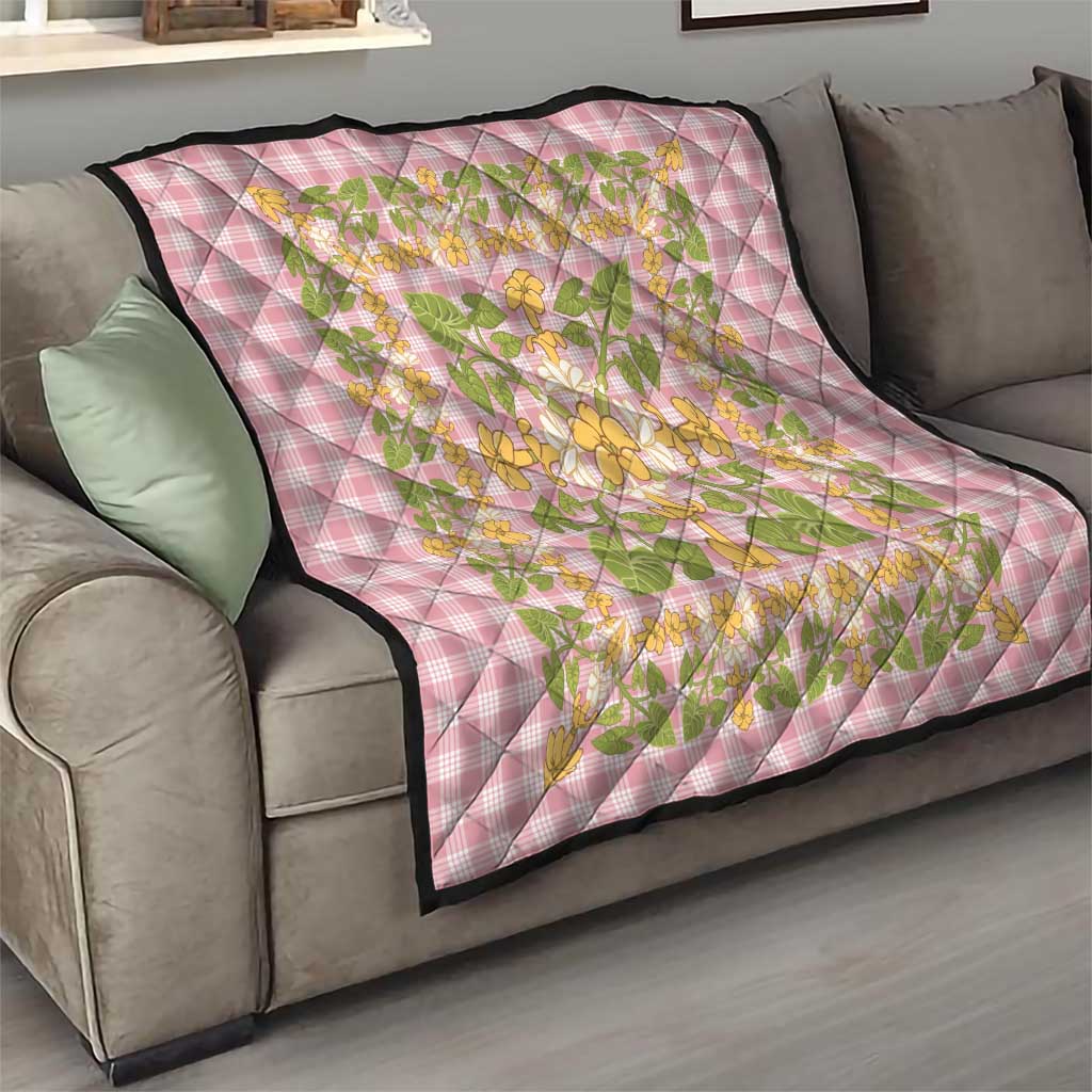 Squares Puakenikeni and Kalo Quilt Pink Palaka Hawaiian Quilt Pattern LT9 - Polynesian Pride