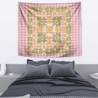 Squares Puakenikeni and Kalo Tapestry Pink Palaka Hawaiian Quilt Pattern LT9 - Polynesian Pride