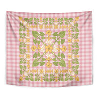 Squares Puakenikeni and Kalo Tapestry Pink Palaka Hawaiian Quilt Pattern LT9 - Polynesian Pride