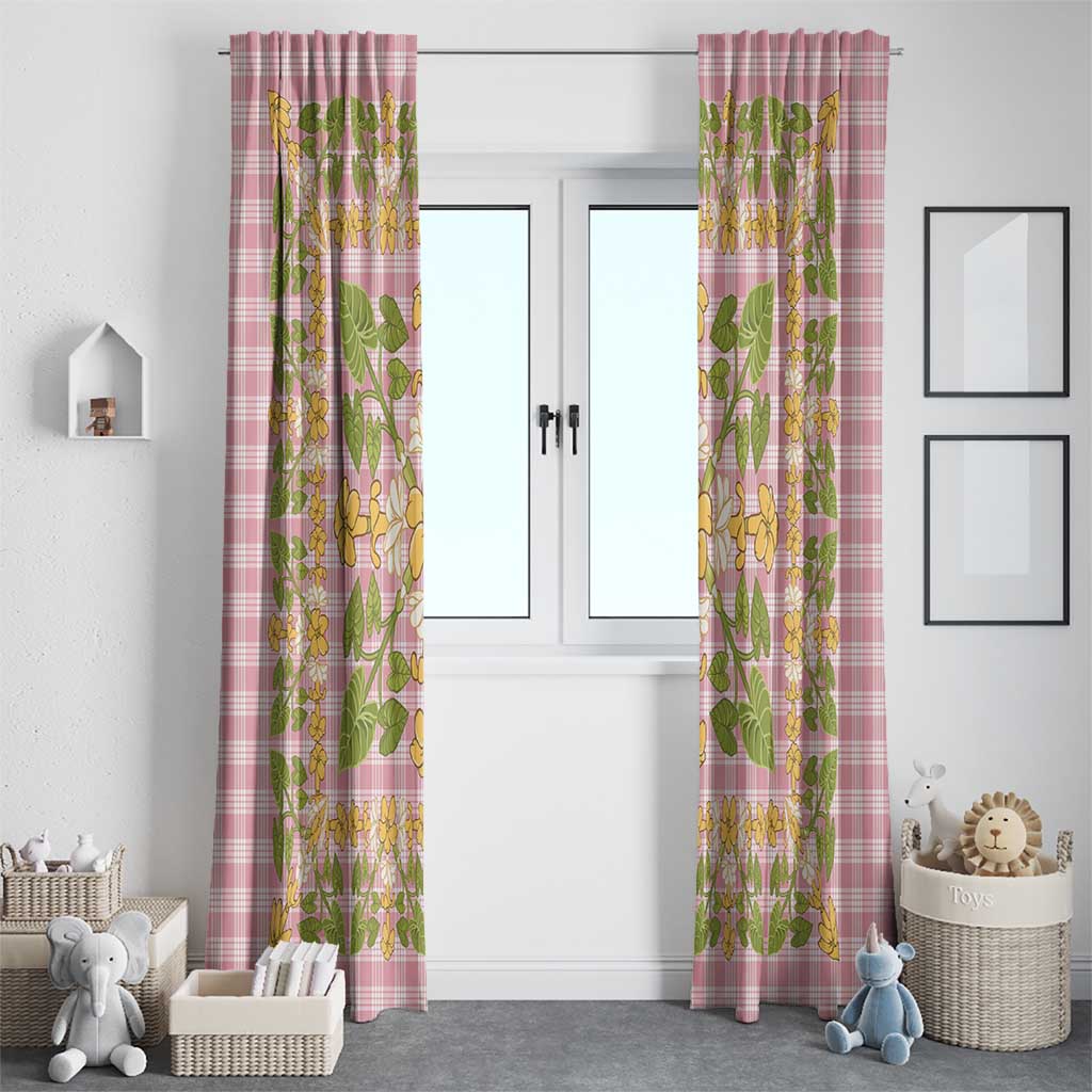 Squares Puakenikeni and Kalo Window Curtain Pink Palaka Hawaiian Quilt Pattern LT9 - Polynesian Pride