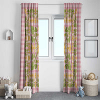 Squares Puakenikeni and Kalo Window Curtain Pink Palaka Hawaiian Quilt Pattern LT9 - Polynesian Pride