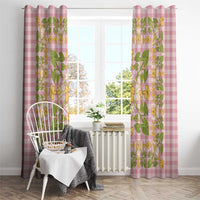Squares Puakenikeni and Kalo Window Curtain Pink Palaka Hawaiian Quilt Pattern LT9 - Polynesian Pride