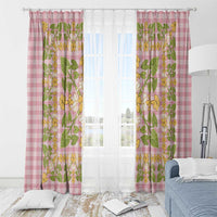 Squares Puakenikeni and Kalo Window Curtain Pink Palaka Hawaiian Quilt Pattern LT9 - Polynesian Pride