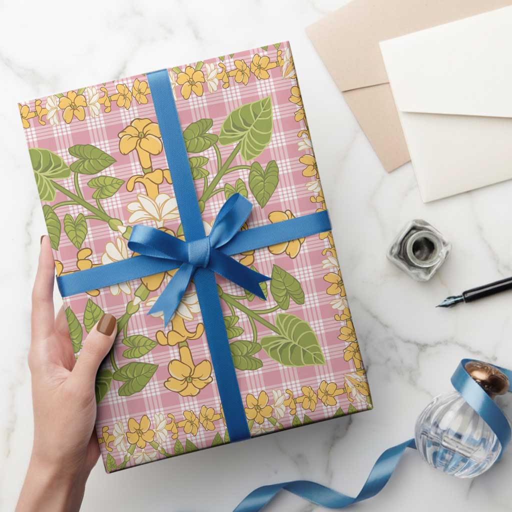 Squares Puakenikeni and Kalo Wrapping Paper Pink Palaka Hawaiian Quilt Pattern LT9 - Polynesian Pride