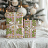 Squares Puakenikeni and Kalo Wrapping Paper Pink Palaka Hawaiian Quilt Pattern LT9 - Polynesian Pride