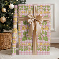 Squares Puakenikeni and Kalo Wrapping Paper Pink Palaka Hawaiian Quilt Pattern LT9 - Polynesian Pride